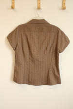NEW Christopher & Banks Brown Shimmer Stripe Top | XL