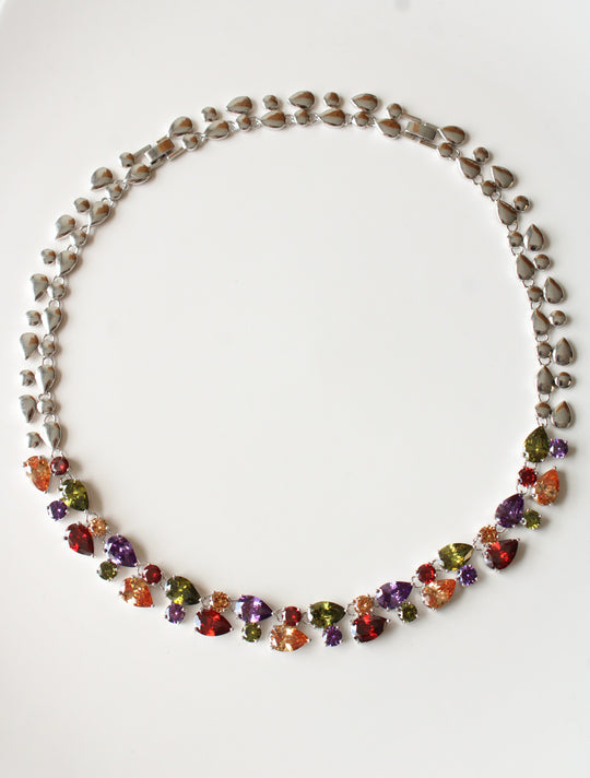 Multi-Colored Stone Sterling Silver Necklace