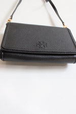 Tory Burch Black Leather Front Flap Crossbody Bag
