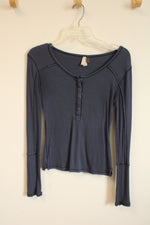 We The Free People Blue Henley Shirt | XS