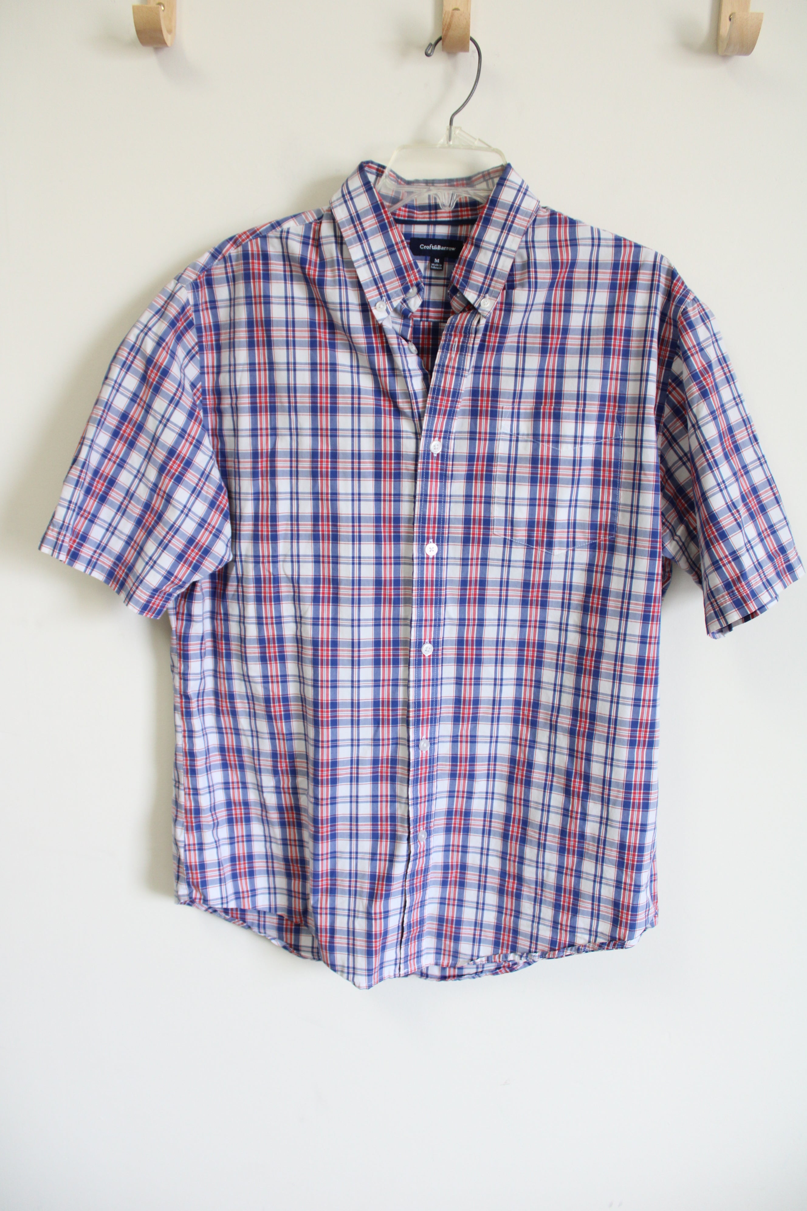 Croft & Barrow Blue Red Plaid Button Down Shirt | M