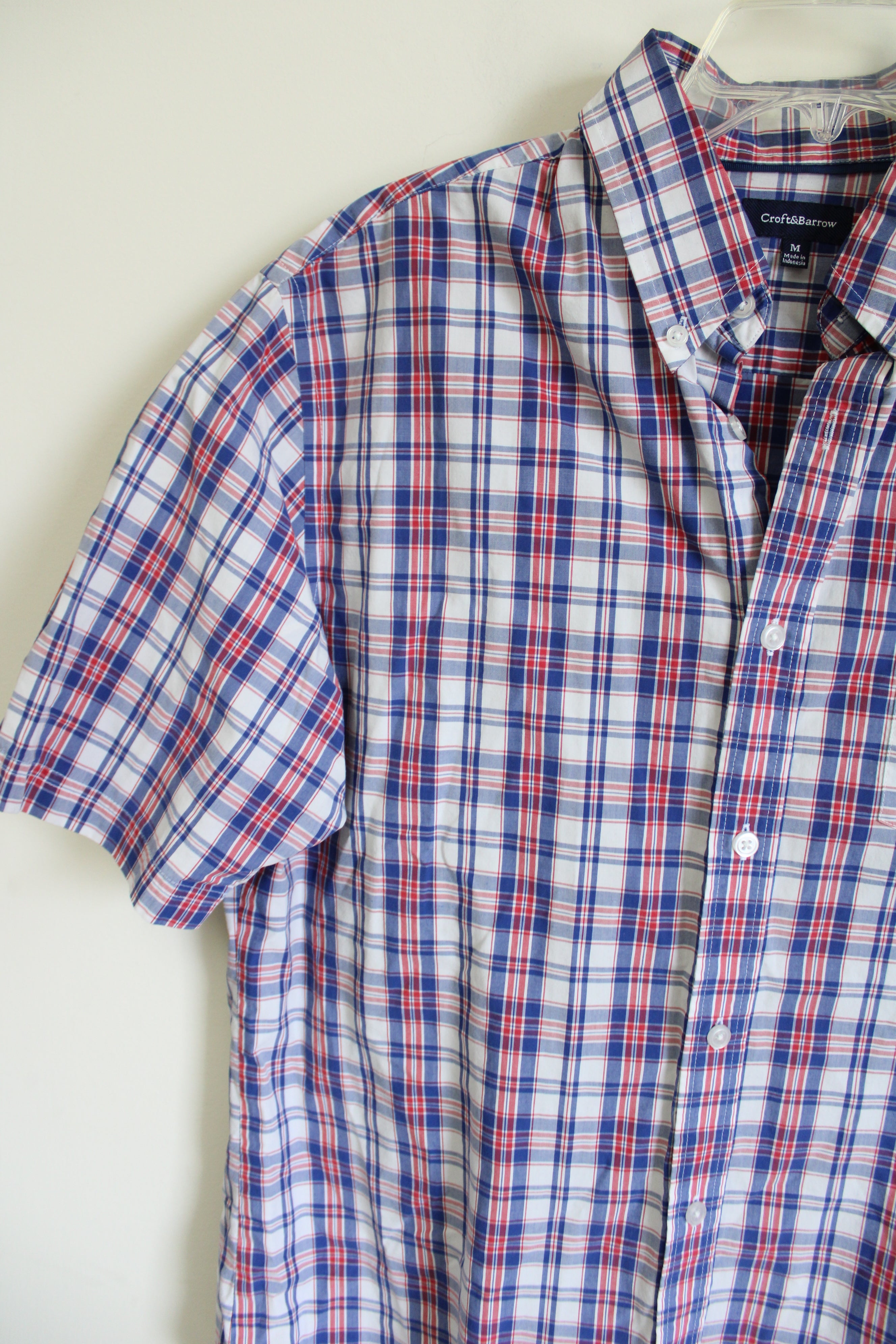 Croft & Barrow Blue Red Plaid Button Down Shirt | M