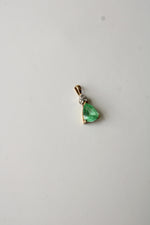 10K Yellow Gold Green Emerald Necklace Pendant