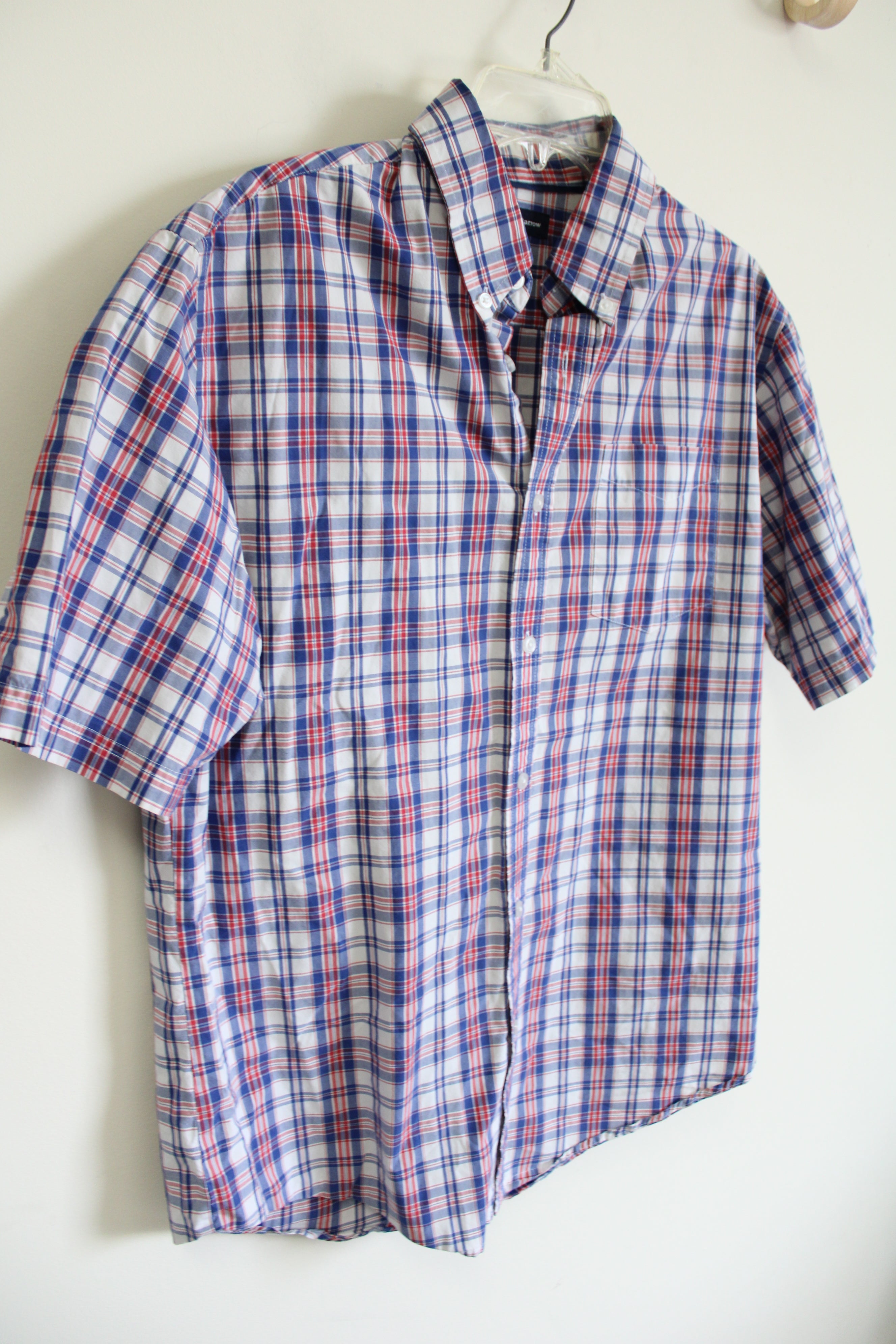 Croft & Barrow Blue Red Plaid Button Down Shirt | M