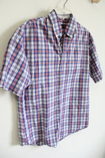 Croft & Barrow Blue Red Plaid Button Down Shirt | M