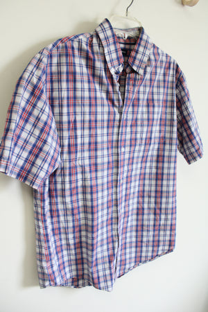 Croft & Barrow Blue Red Plaid Button Down Shirt | M