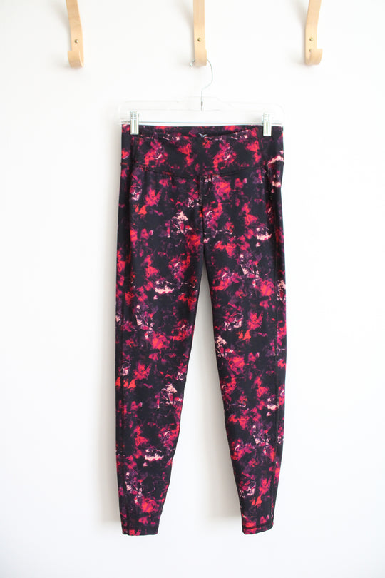 Old Navy Active Black & Pink Patterned Leggings | M
