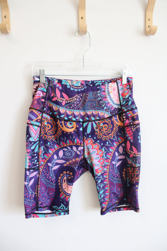 Dop Dovpod Purple Colorful Patterned Biker Shorts | L