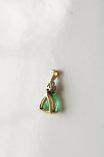 10K Yellow Gold Green Emerald Necklace Pendant