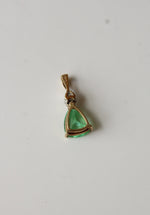 10K Yellow Gold Green Emerald Necklace Pendant
