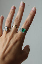 10K White Gold Emerald Square Cut Rings | Size 6.5
