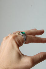 10K White Gold Emerald Square Cut Rings | Size 6.5