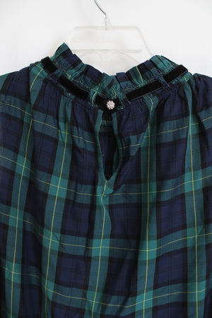 NEW Talbots Tartan Plaid Navy Blue Green Top | L