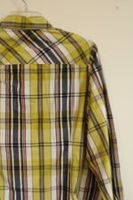 CJ Banks Lime Green Plaid Button Down Shirt | 1X