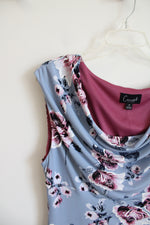 Connected Apparel Blue & Pink Floral Cowl Neck Dress | 14