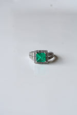10K White Gold Emerald Square Cut Rings | Size 6.5