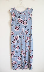 Connected Apparel Blue & Pink Floral Cowl Neck Dress | 14