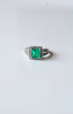 10K White Gold Emerald Square Cut Rings | Size 6.5