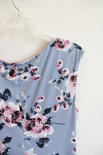 Connected Apparel Blue & Pink Floral Cowl Neck Dress | 14