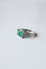 10K White Gold Emerald Square Cut Rings | Size 6.5