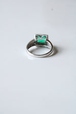 10K White Gold Emerald Square Cut Rings | Size 6.5