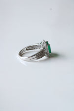 10K White Gold Emerald Square Cut Rings | Size 6.5