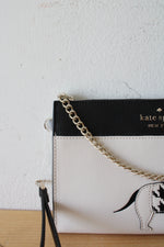 NEW Kate Spade Black & White Houndstooth Fetch Dachshund Wristlet Clutch