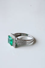 10K White Gold Emerald Square Cut Rings | Size 6.5