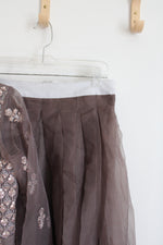 Daud Abbas Gray Brown Sequined Kurta Lehnga & Dupatta Set | M