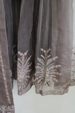 Daud Abbas Gray Brown Sequined Kurta Lehnga & Dupatta Set | M