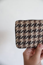Coach Brown Tweed Houndstooth Wool Wristlet