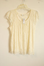 NEW Brittany Black Cream Lace Top | L