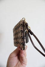 Coach Brown Tweed Houndstooth Wool Wristlet