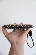 Coach Brown Tweed Houndstooth Wool Wristlet
