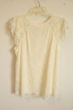 NEW Brittany Black Cream Lace Top | L