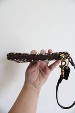 Coach Brown Tweed Houndstooth Wool Wristlet