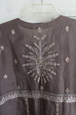Daud Abbas Gray Brown Sequined Kurta Lehnga & Dupatta Set | M