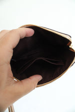 Coach Signature Debossed Patent Leather Tan Wristlet