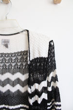 Chico's Black & White Knit Long Cardigan | 2 (L)