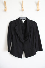 White House Black Market Black Ruffled Edge Blazer | 4