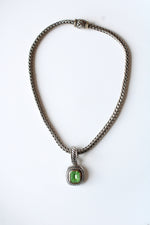 Green Emerald Pendant Magnetic Clasp Necklace