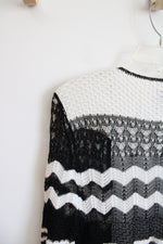 Chico's Black & White Knit Long Cardigan | 2 (L)
