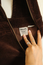 Rollas East Coast High Rise Flare Brown Corduroy Overalls | 29