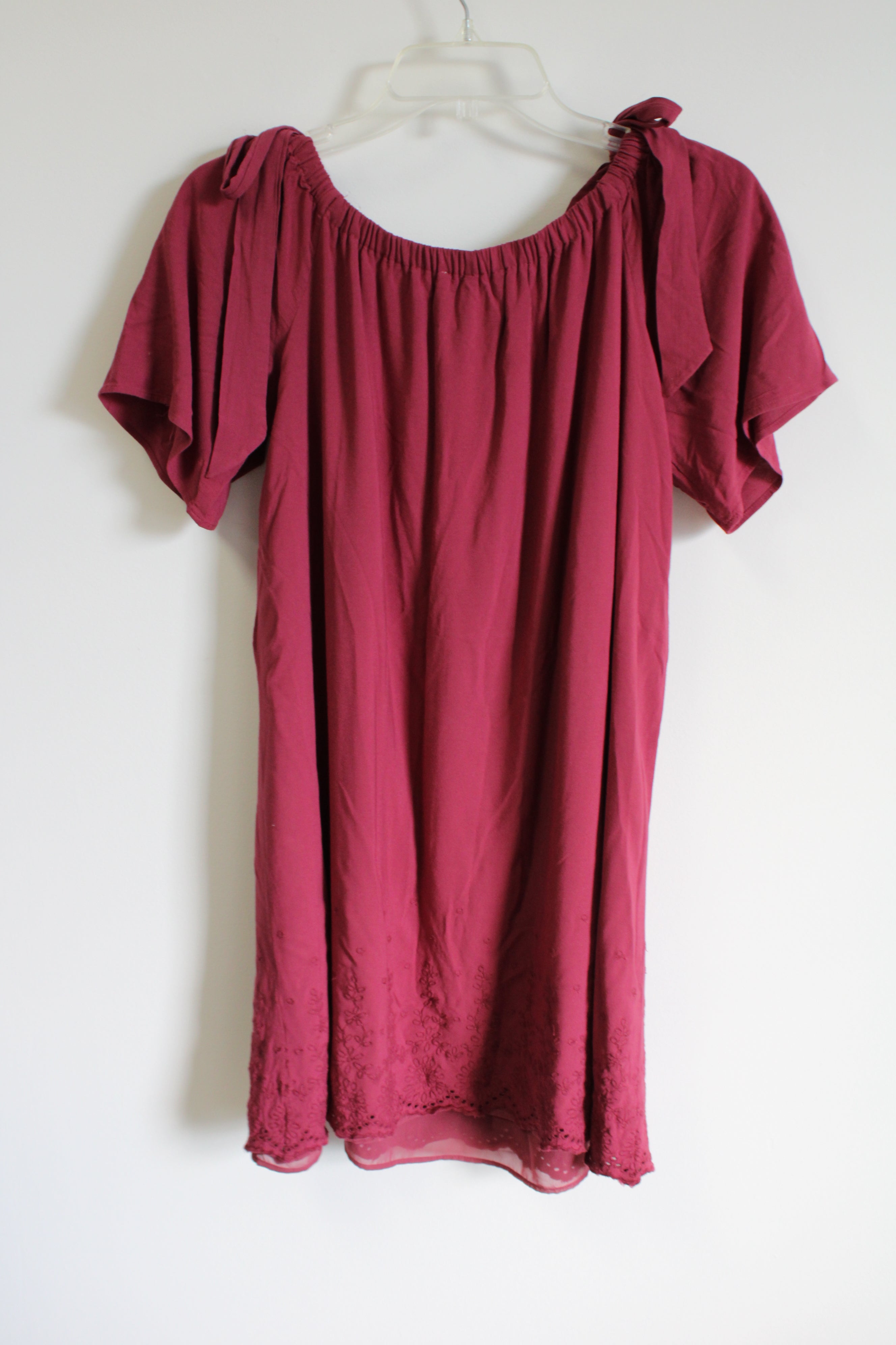 LOFT Dusty Pink Bow Shoulder Rayon Dress | S