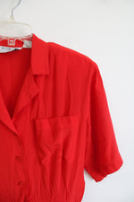 Alain Scott Vintage Red Pleated Silk Midi Dress | 6