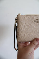 Coach Signature Debossed Patent Leather Tan Wristlet