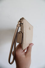 Coach Signature Debossed Patent Leather Tan Wristlet