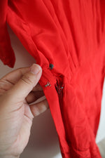 Alain Scott Vintage Red Pleated Silk Midi Dress | 6