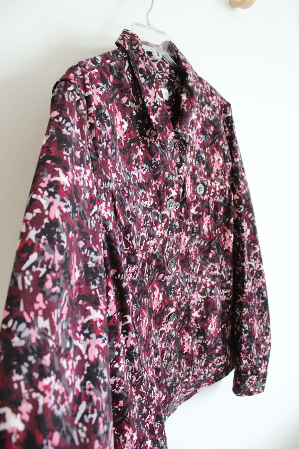 Christopher & Banks Maroon Pink & Black Patterned Jacket | XL