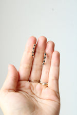 Sterling Silver Gold Tint Black Onyx & Clear Stone Hoop Earrings